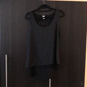 Misope Black Shirt with Cross Cutout - Biker Chic